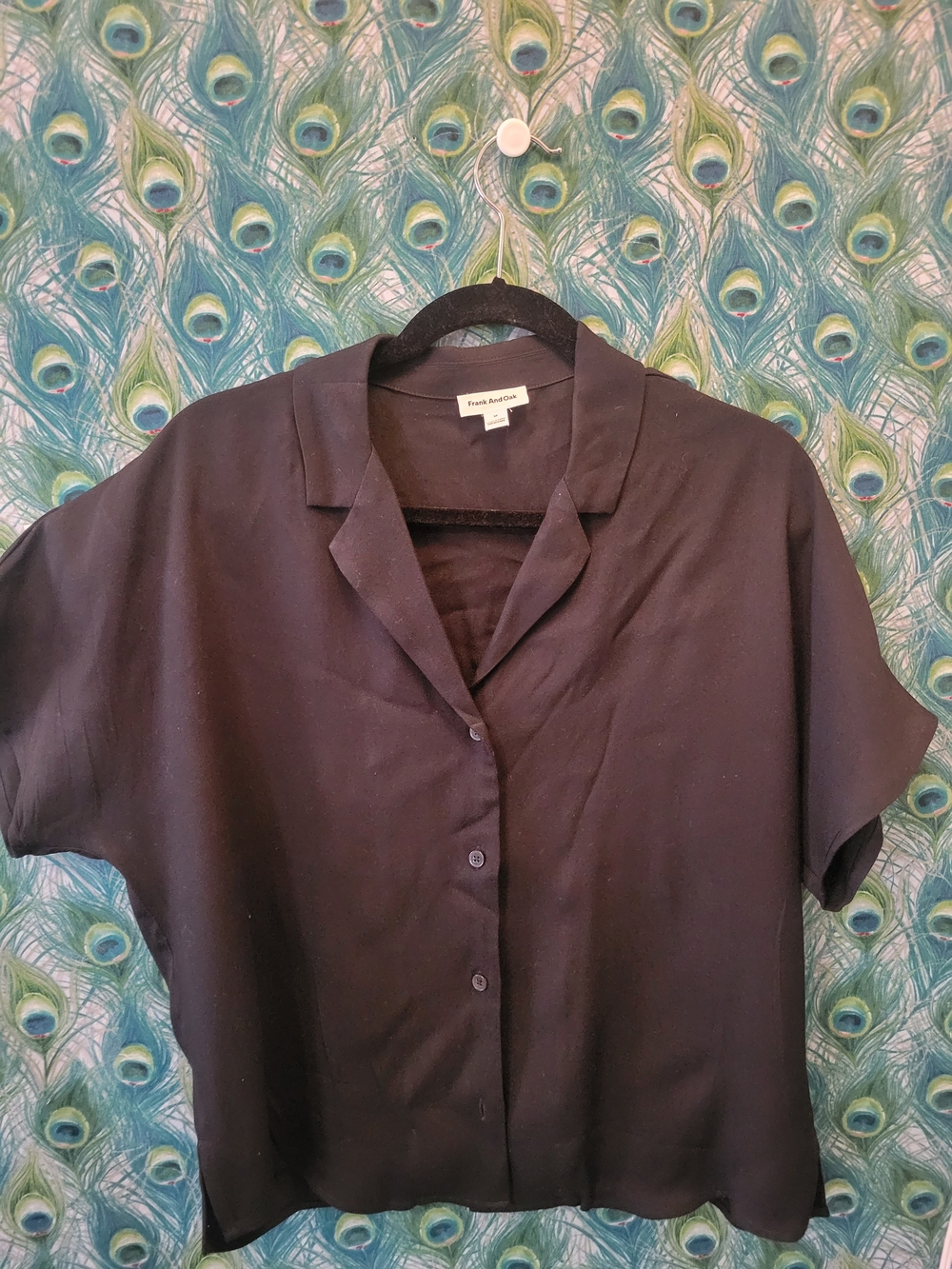 Frank & Oak Black Short-Sleeve Button Down Shirt